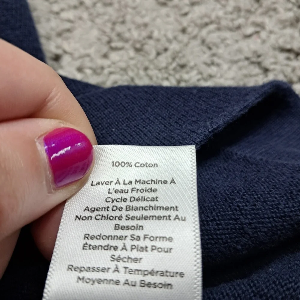 Talbots Petite Navy Blue 100% Cotton Button‎ Front Cardigan Sweater LP 6946